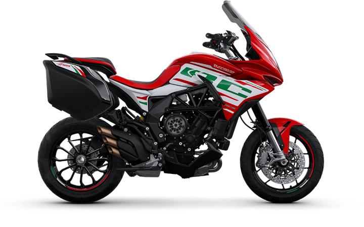 MV AGUSTA TURISMO VELOCE 800 RC SCS Modello della Moto Caratteristiche: Coppia:80nm., Potenza:110hp, Peso:198, Velocità Massima:230, Capacità del Serbatoio: 21.5, Consumo di Combustibile: 5.5, Numero di Cilindri:3, Numero di Valvole: 12