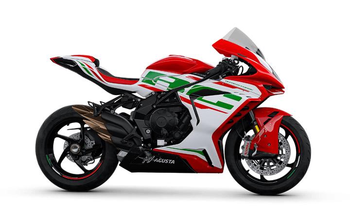 MV AGUSTA F3 800 RC Modello della Moto Caratteristiche: Coppia:87nm., Potenza:155hp, Peso:165, Velocità Massima:250, Capacità del Serbatoio: 16.5, Consumo di Combustibile: 6.1, Numero di Cilindri:4, Numero di Valvole: 16